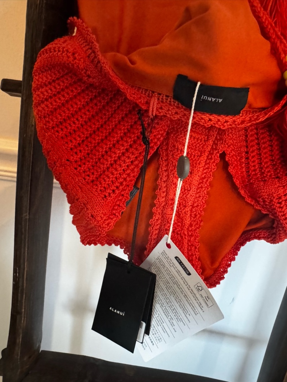 Alanui Italian Rust Orange Crochet Swimsuit with Bead Tassels. Never worn. - Picture 10 of 10